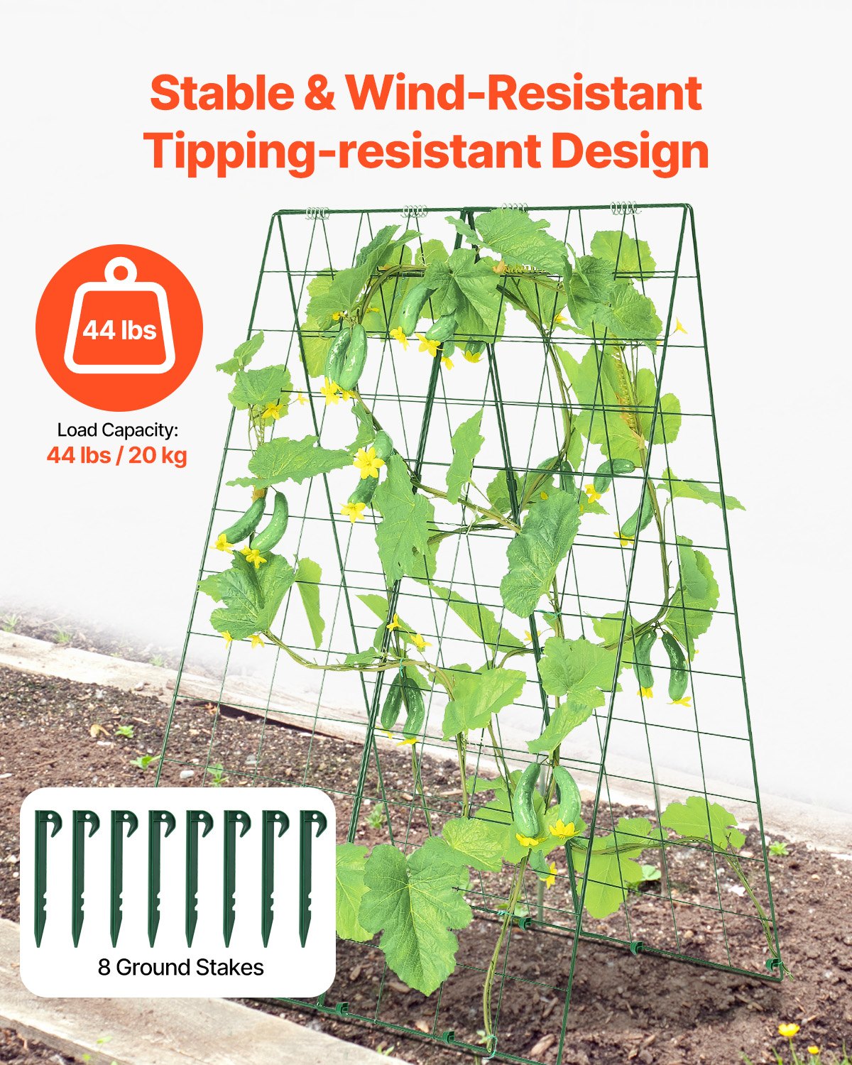 VEVOR A-Frame Cucumber Trellis 46" x 32" Foldable Metal Garden Trellis 