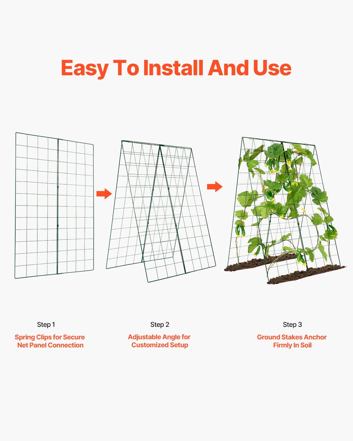 VEVOR A-Frame Cucumber Trellis 46" x 32" Foldable Metal Garden Trellis 
