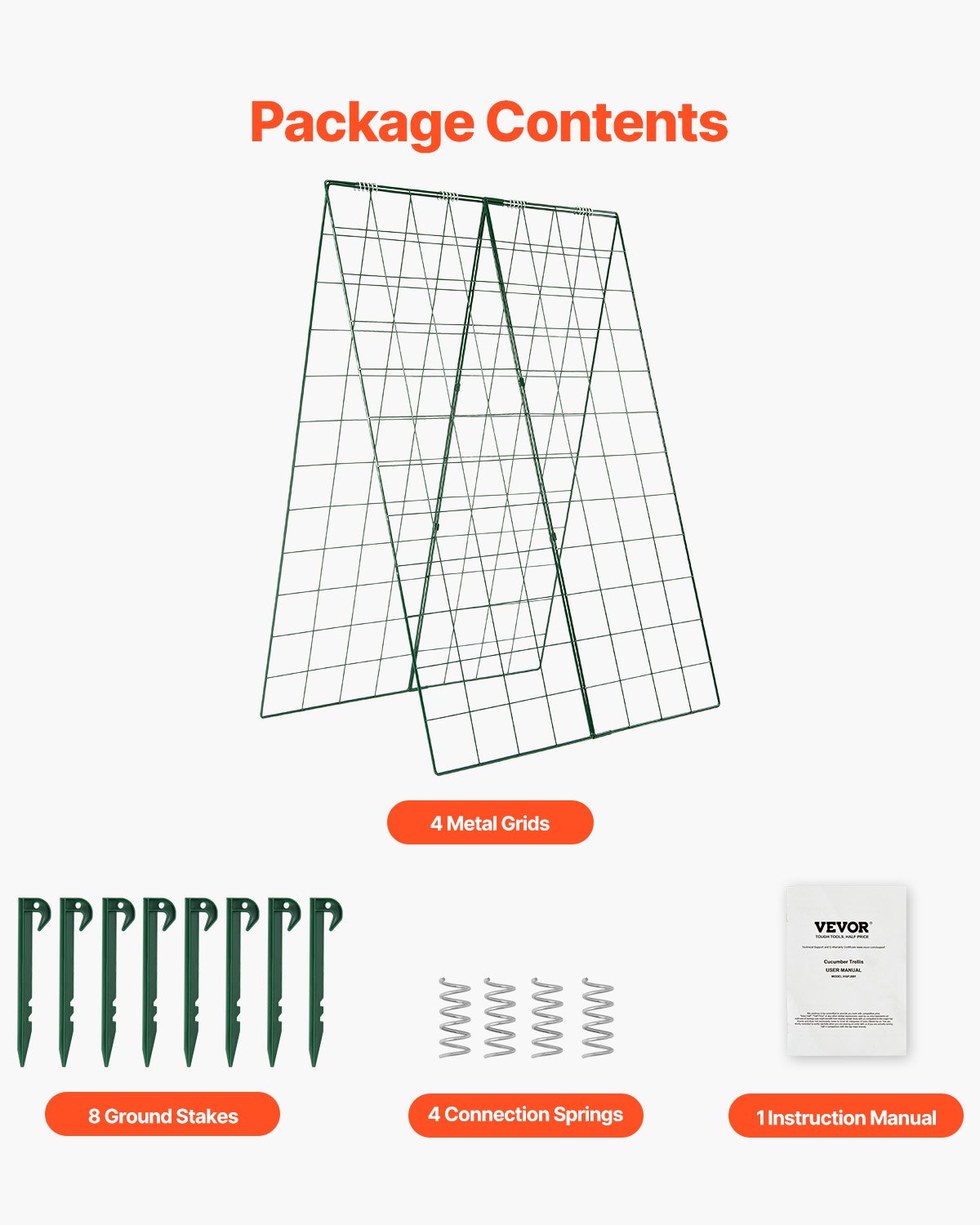 VEVOR A-Frame Cucumber Trellis 46" x 32" Foldable Metal Garden Trellis 