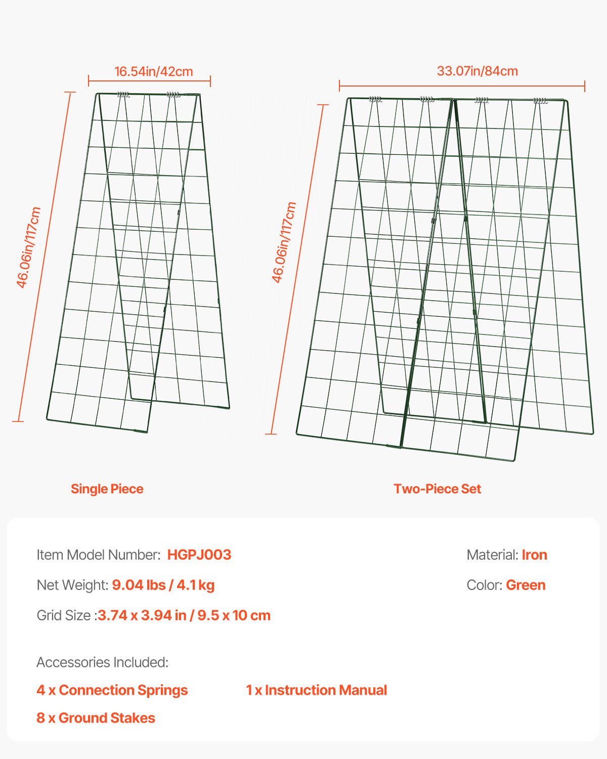 VEVOR A-Frame Cucumber Trellis 46" x 32" Foldable Metal Garden Trellis 