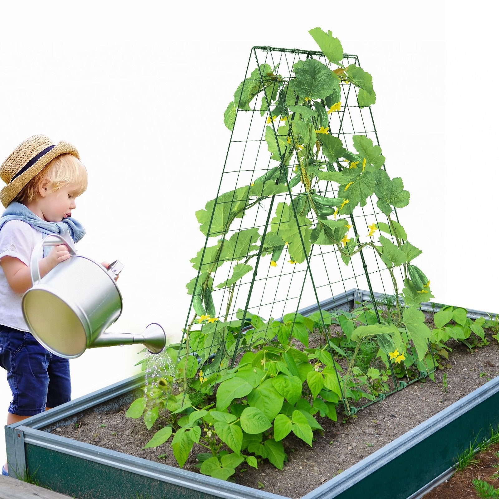 VEVOR A-Frame Cucumber Trellis 46" x 32" Foldable Metal Garden Trellis 