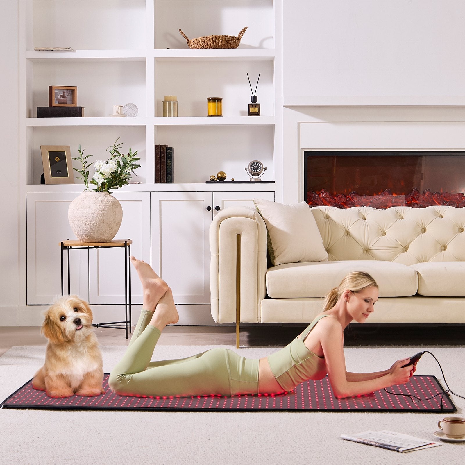 VEVOR Red Light Therapy Mat for Full Body, 1280PCS 3-Chip LED Light Therapy Pad & Controller, 10/40Hz Pulse, 10-90 Min Timer, 660nm Red & 850nm Near Infrared Light Therapy for Pain Relief, Skin Health 