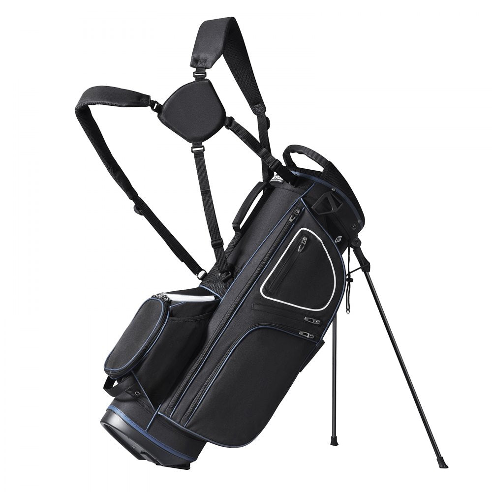 VEVOR Golf Cart Bag with 14 Way Organizer Divider Top, 35” 11 Pockets Premium Cart Bag with Stand, Durable Golf Bags with Handles & Dust Cover & Detachable Dual Strap for Men & Women, Black White 