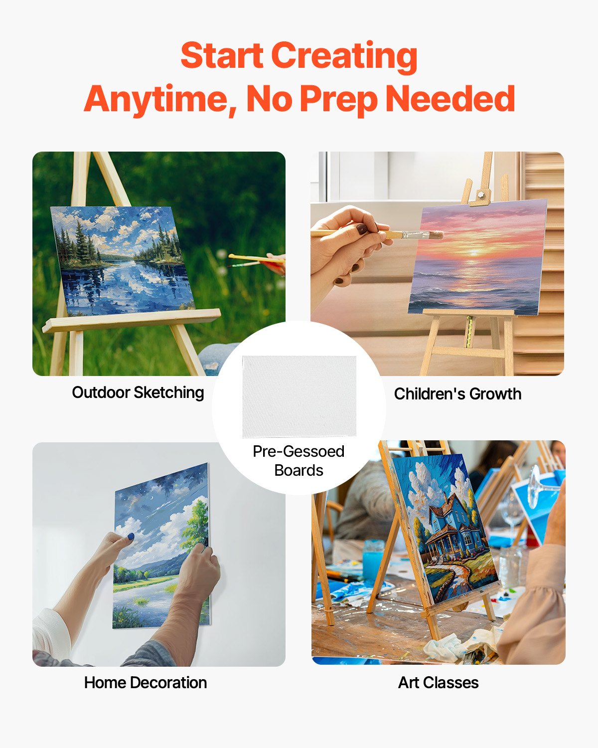 VEVOR Canvas Boards for Painting 24 Pack 12 x 16 Inch Blank Canvases for Painting 