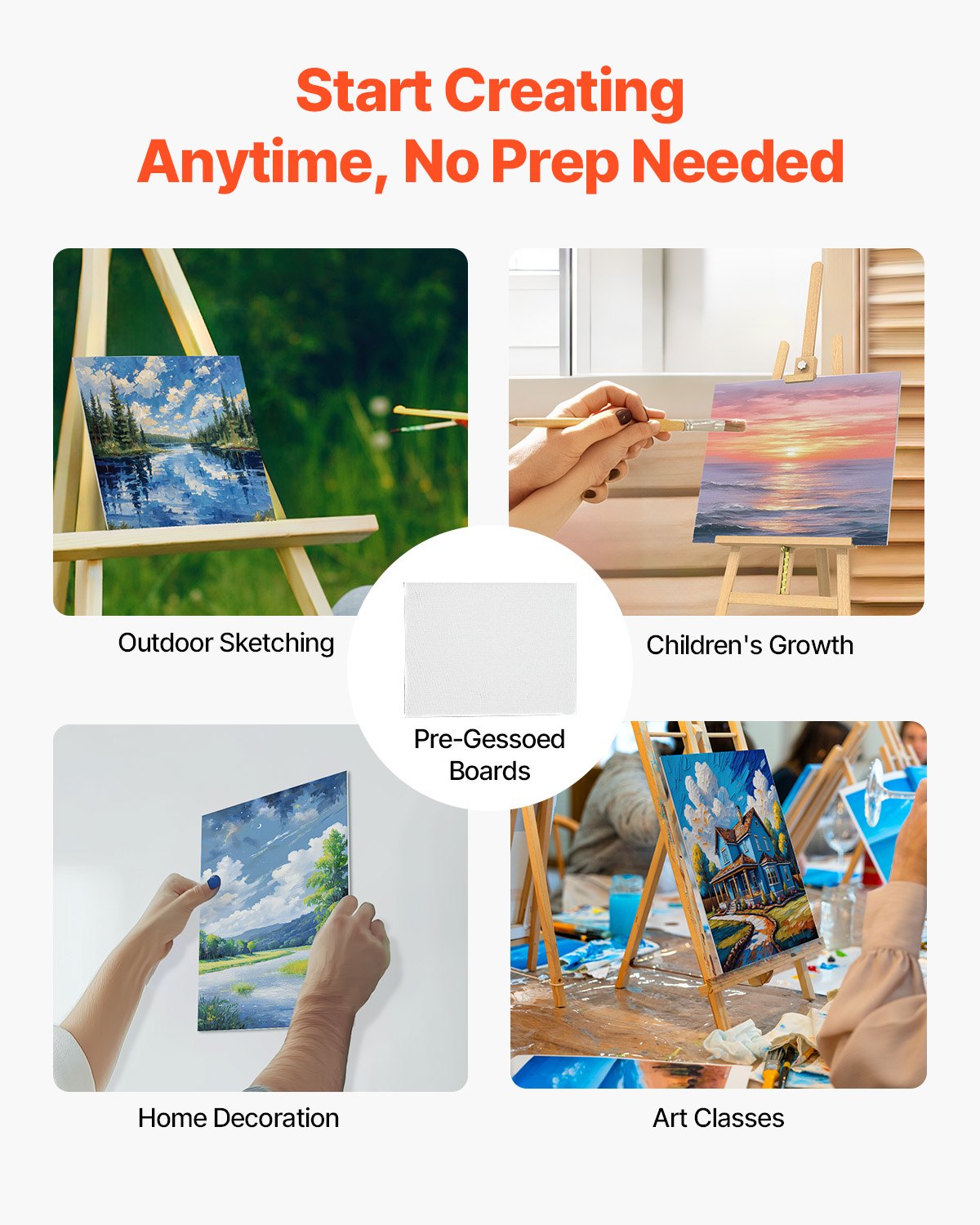 VEVOR Canvas Boards for Painting 32 Pack Multi-Size Blank Canvases for Painting 