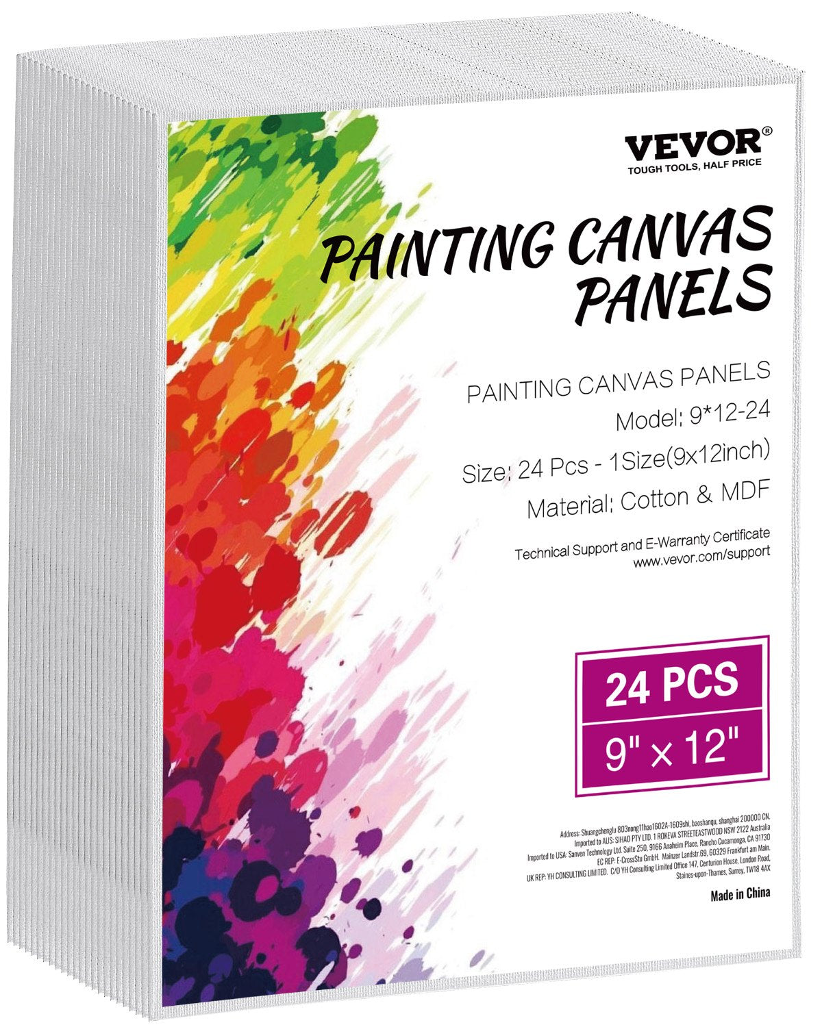 VEVOR Canvas Boards for Painting 24 Pack 9 x 12 Inch Blank Canvases for Painting 