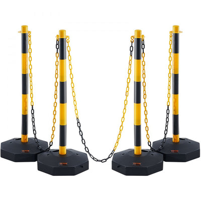 VEVOR Adjustable Traffic Delineator Post Cones, 6 Pack, Traffic Safety Delineator Barrier with Fillable Base 6.6FT Chain, for Traffic Control Warning Parking Lot Construction Caution Roads, Red&White 