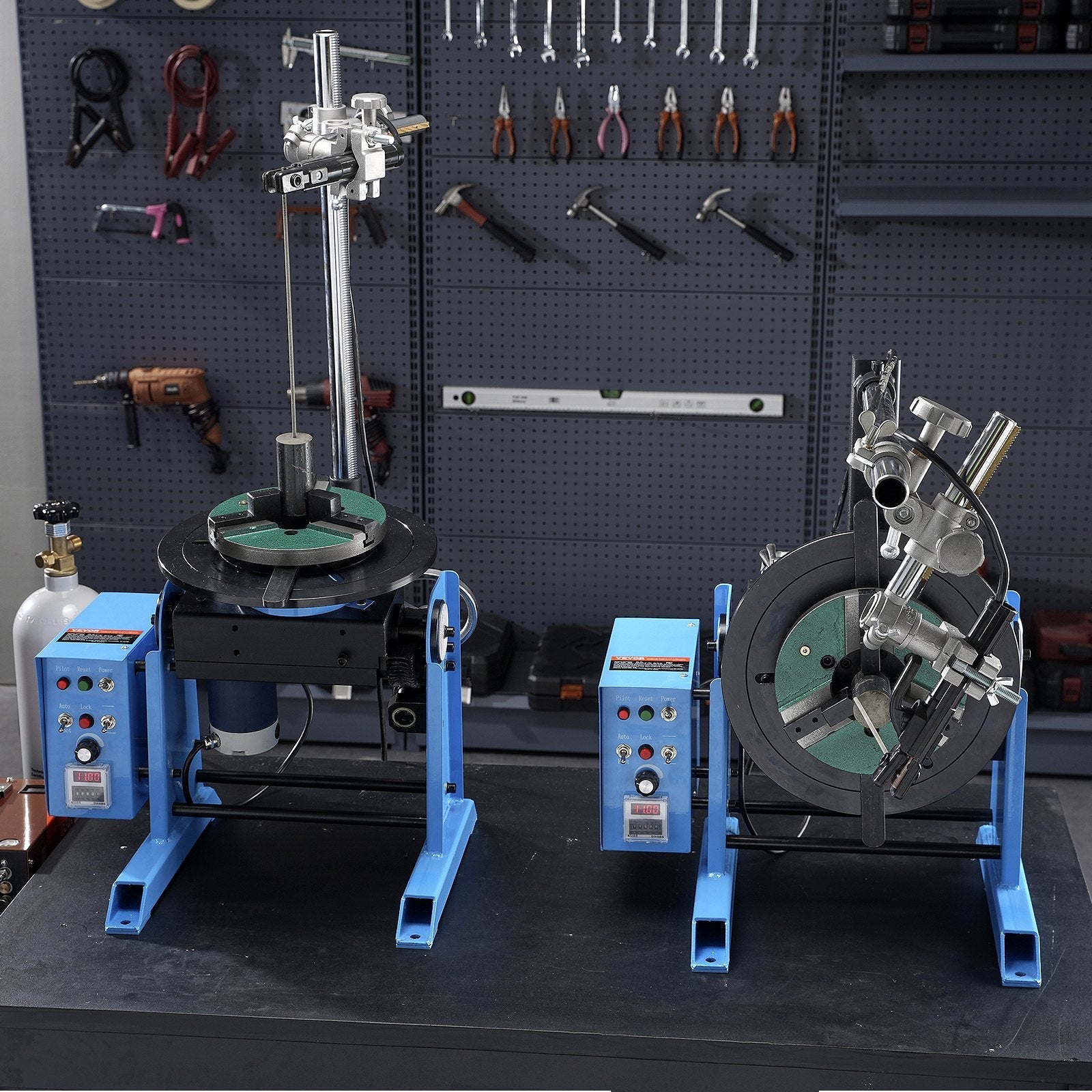 VEVOR Rotary Welding Positioner 30KG, 0-90° Welding Positioning Turntable Table 1-12RPM 80W, with 12.4 Inch 3-Jaw Lathe Chuck & Welding Torch Stand Holder for Cutting, Grinding, Assembly, Testing 