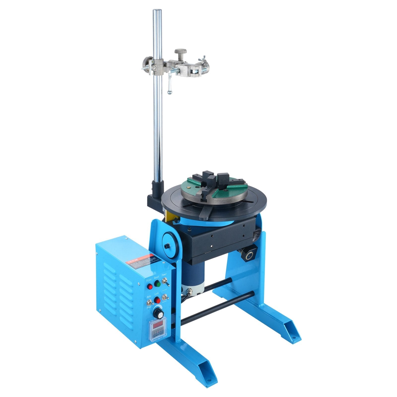 VEVOR Rotary Welding Positioner 30KG, 0-90° Welding Positioning Turntable Table 1-12RPM 80W, with 12.4 Inch 3-Jaw Lathe Chuck & Welding Torch Stand Holder for Cutting, Grinding, Assembly, Testing 
