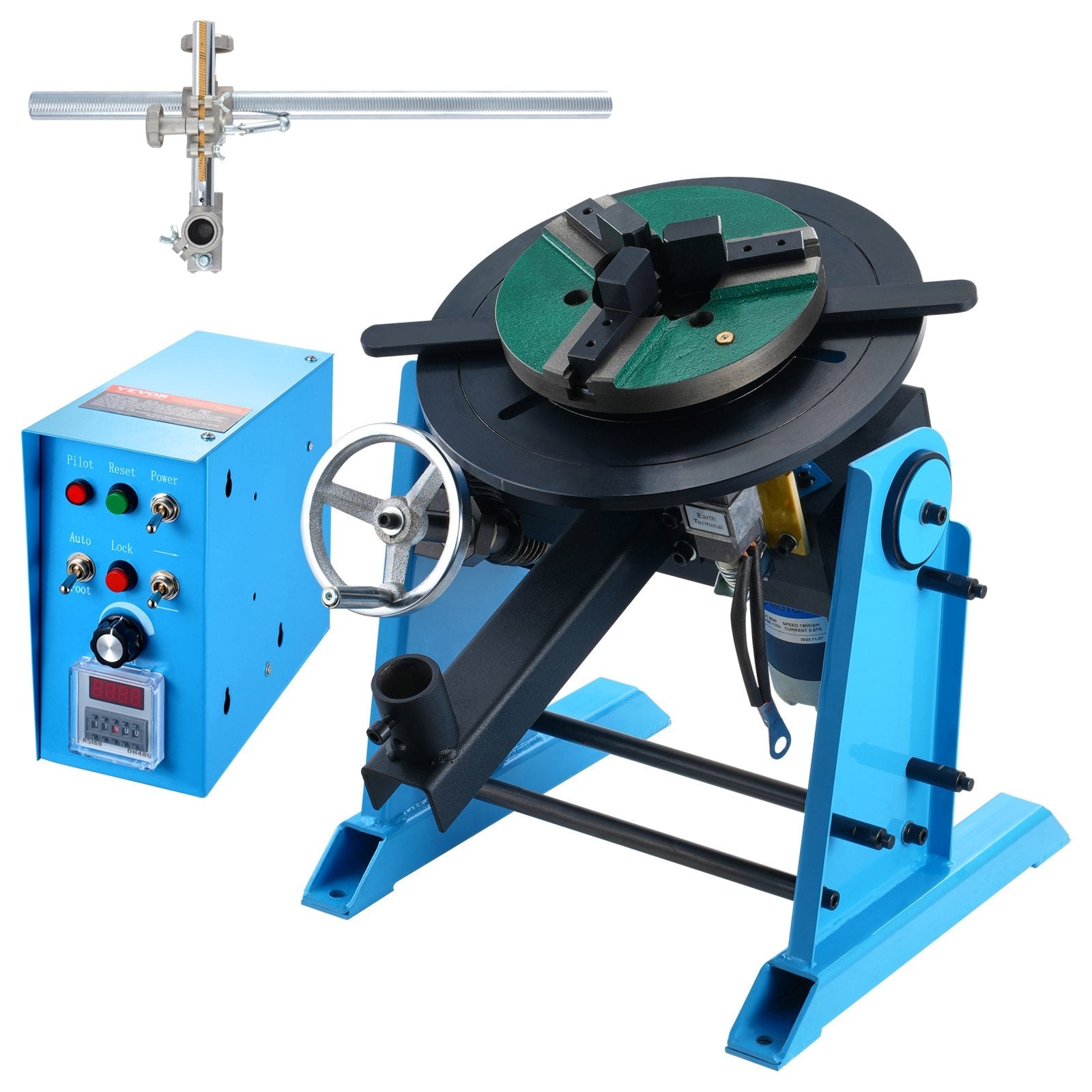 VEVOR Rotary Welding Positioner 30KG, 0-90° Welding Positioning Turntable Table 1-12RPM 80W, with 12.4 Inch 3-Jaw Lathe Chuck & Welding Torch Stand Holder for Cutting, Grinding, Assembly, Testing 
