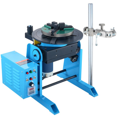 VEVOR Rotary Welding Positioner 30KG, 0-90° Welding Positioning Turntable Table 1-12RPM 80W, with 12.4 Inch 3-Jaw Lathe Chuck & Welding Torch Stand Holder for Cutting, Grinding, Assembly, Testing 