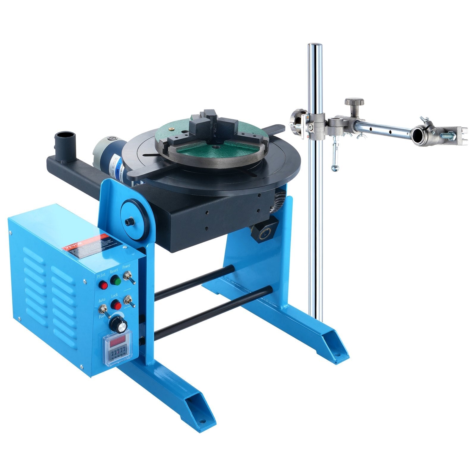 VEVOR Rotary Welding Positioner 50KG, 0-90° Welding Positioning Turntable Table 0.5-6RPM 120W, with 12.4 Inch 3-Jaw Lathe Chuck & Welding Torch Stand Holder for Cutting, Grinding, Assembly, Testing 