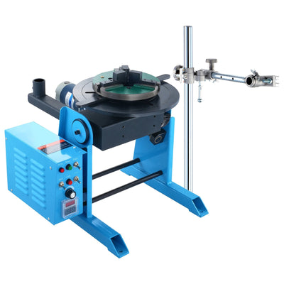 VEVOR Rotary Welding Positioner 50KG, 0-90° Welding Positioning Turntable Table 0.5-6RPM 120W, with 12.4 Inch 3-Jaw Lathe Chuck & Welding Torch Stand Holder for Cutting, Grinding, Assembly, Testing 