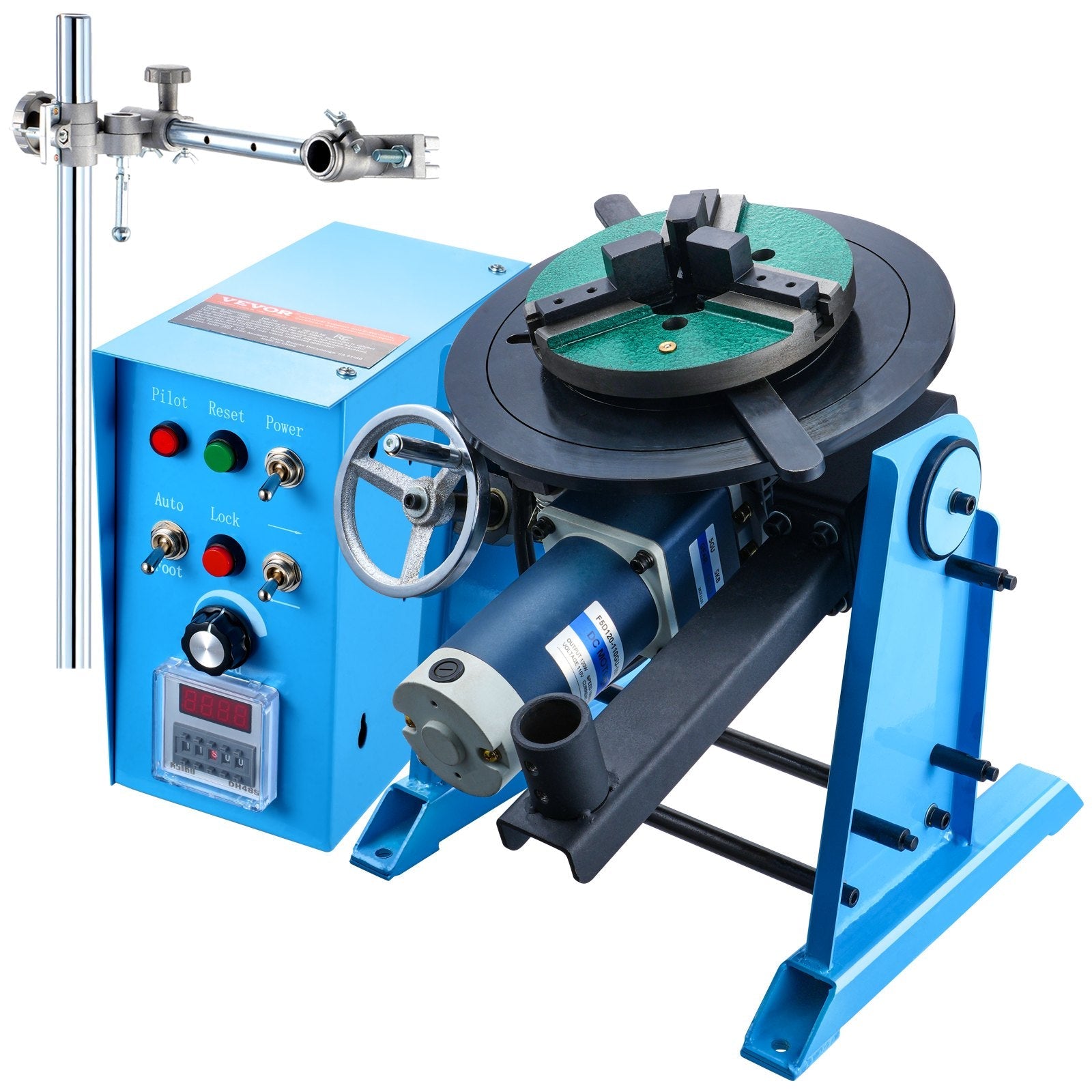 VEVOR Rotary Welding Positioner 50KG, 0-90° Welding Positioning Turntable Table 0.5-6RPM 120W, with 12.4 Inch 3-Jaw Lathe Chuck & Welding Torch Stand Holder for Cutting, Grinding, Assembly, Testing 