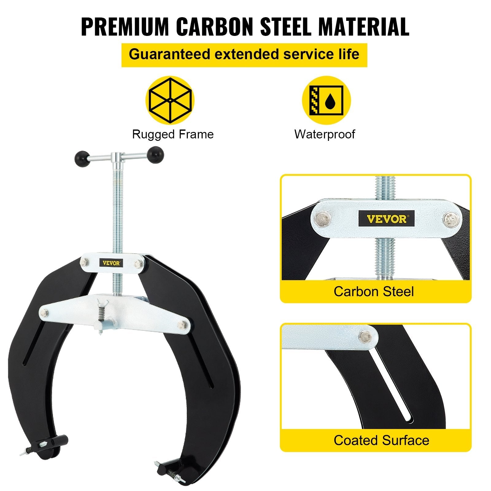 VEVOR Ultra Clamp, 5 to 12 In Diameter, High Strength Pipe Clamp with Quick Acting Screws, Steel Pipe Alignment Tool with Lightweight Design, Black 