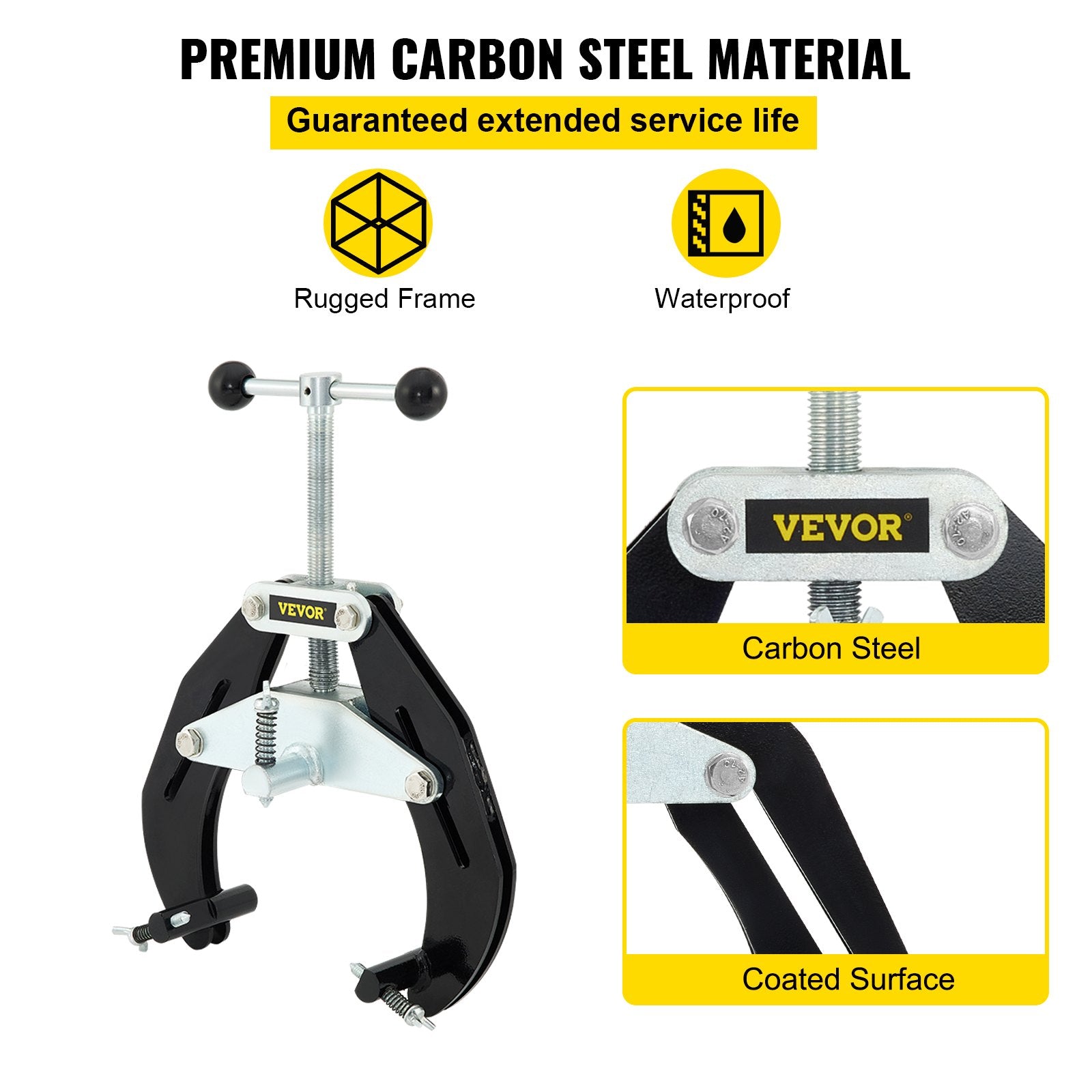 VEVOR Ultra Clamp, 2 to 6 In Diameter, High Strength Pipe Clamp with Quick Acting Screws, Steel Pipe Alignment Tool with Lightweight Design, Black 