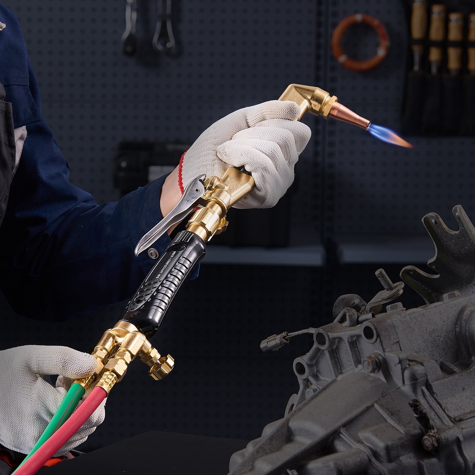 VEVOR Oxygen Acetylene Torch Kit 12PCS Gas Welding Cutting Torch Kit 177'' Hose 