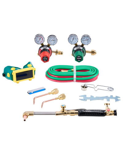 VEVOR Oxygen Acetylene Torch Kit 12PCS Gas Welding Cutting Torch Kit 177'' Hose 