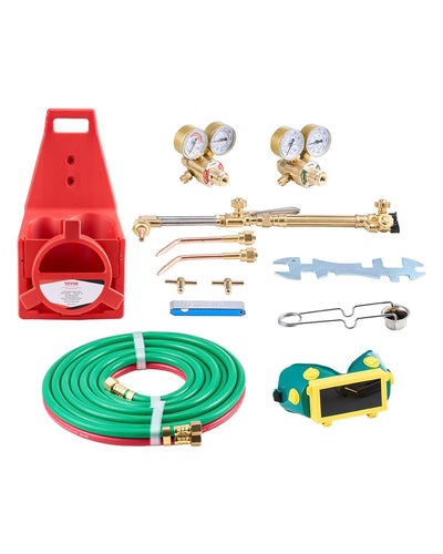 VEVOR Oxygen Acetylene Torch Kit 14PCS Gas Welding Cutting Set & Cylinder Holder 