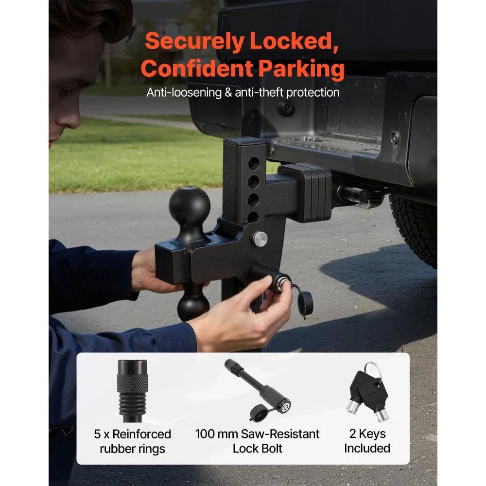 Adjustable Trailer Hitch with Dual Ball Mount | 2" Receiver | 18,500 lbs GTW | 8" Drop