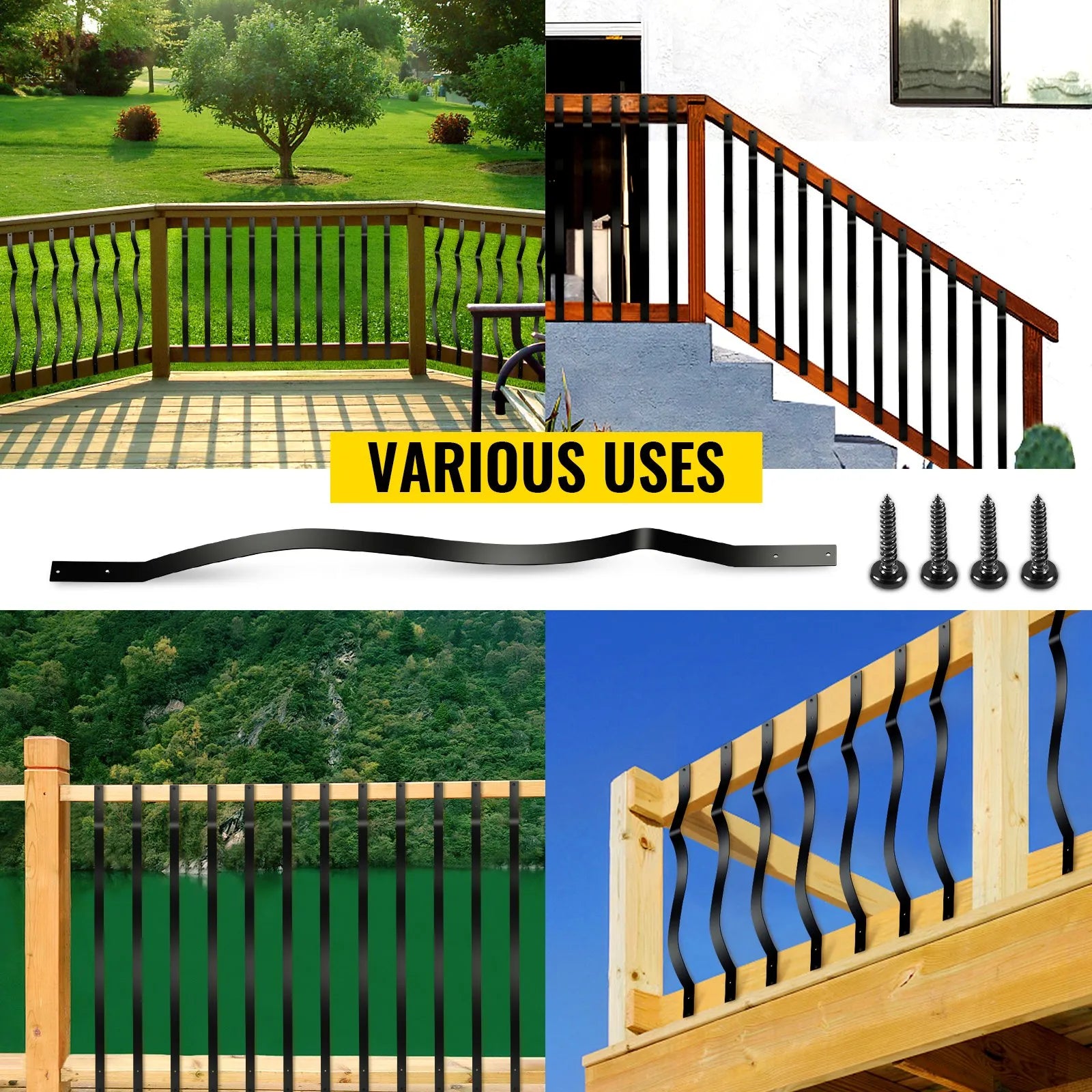 VEVOR Deck Balusters Metal Deck Spindles 61 Pack 32.25" Aluminum Alloy Railing