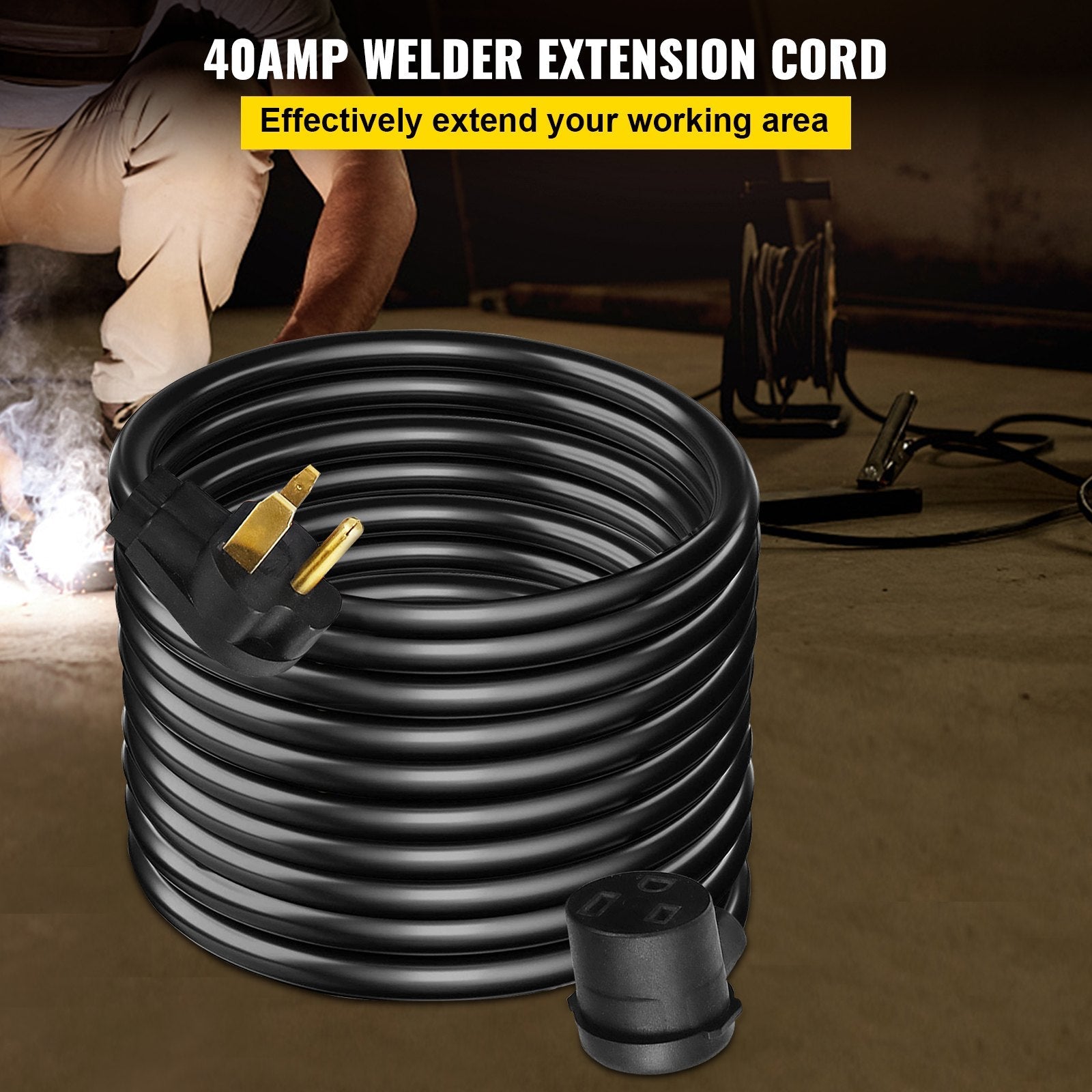 VEVOR Welder Extension Cord 40Amp 50ft 250V, Welding Power Cord with NEMA 6-50 Plug 8 Gauge 3 Prong for MIG,Lincoln,Plasma,Miller,TIG 