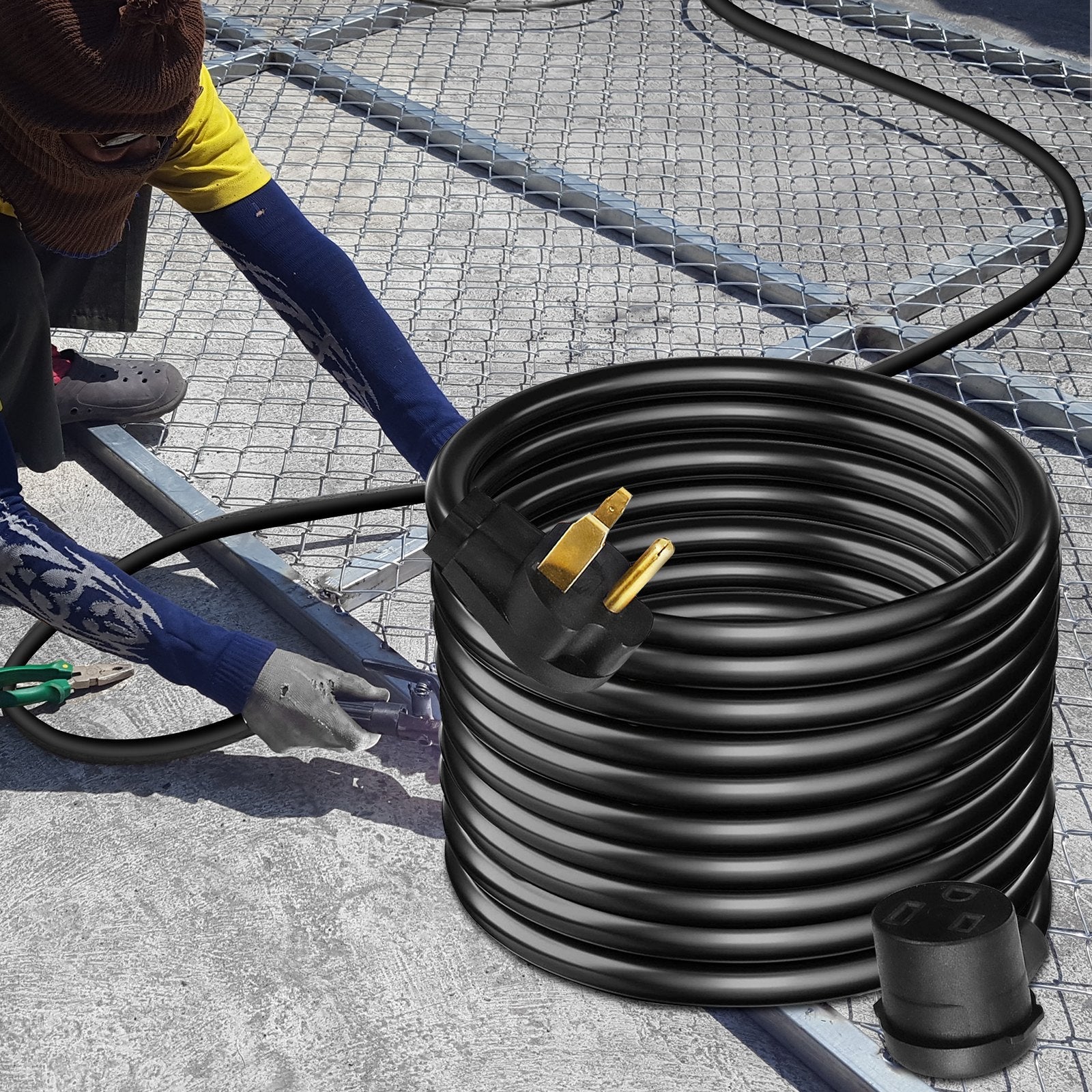 VEVOR Welder Extension Cord 40Amp 50ft 250V, Welding Power Cord with NEMA 6-50 Plug 8 Gauge 3 Prong for MIG,Lincoln,Plasma,Miller,TIG 
