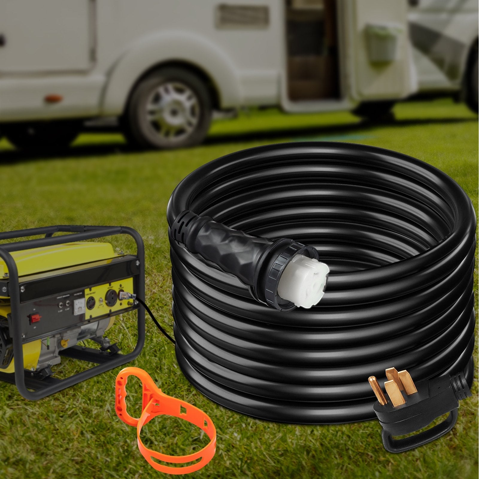 VEVOR RV Power Cord 50 ft 50 amp RV Extension Cord 14-50P to SS2-50R Rain Proof 