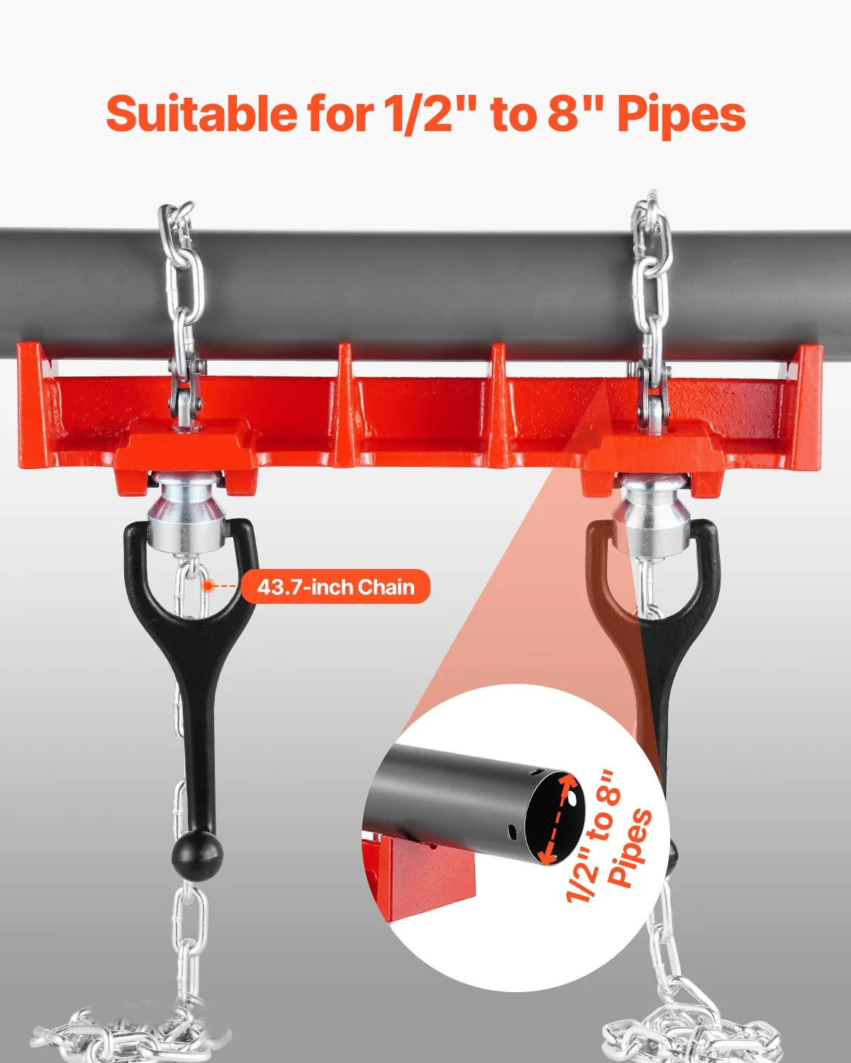 VEVOR Pipe Welding Vise 1/2" to 8" Pipe Welding Clamp with Dual Chains & Handles