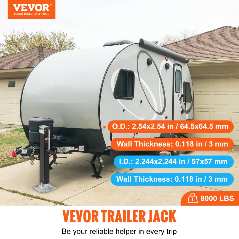 VEVOR Trailer Jack, Trailer Tongue Jack Welding-on 8000 lb Weight Capacity, Trailer Jack Stand with Handle for lifting RV Trailer, Horse Trailer, Utility Trailer, Yacht Trailer 
