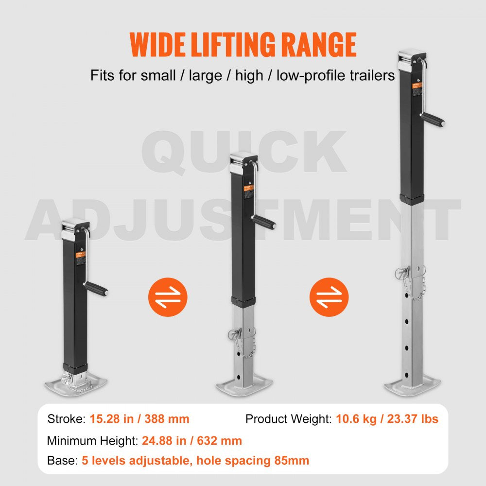 VEVOR Trailer Jack, Trailer Tongue Jack Welding-on 8000 lb Weight Capacity, Trailer Jack Stand with Handle for lifting RV Trailer, Horse Trailer, Utility Trailer, Yacht Trailer 