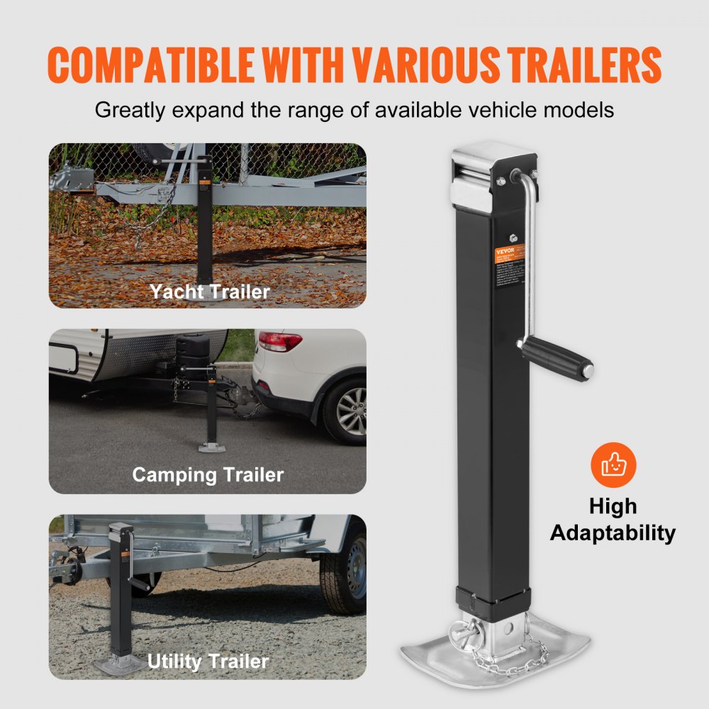 VEVOR Trailer Jack, Trailer Tongue Jack Welding-on 8000 lb Weight Capacity, Trailer Jack Stand with Handle for lifting RV Trailer, Horse Trailer, Utility Trailer, Yacht Trailer 