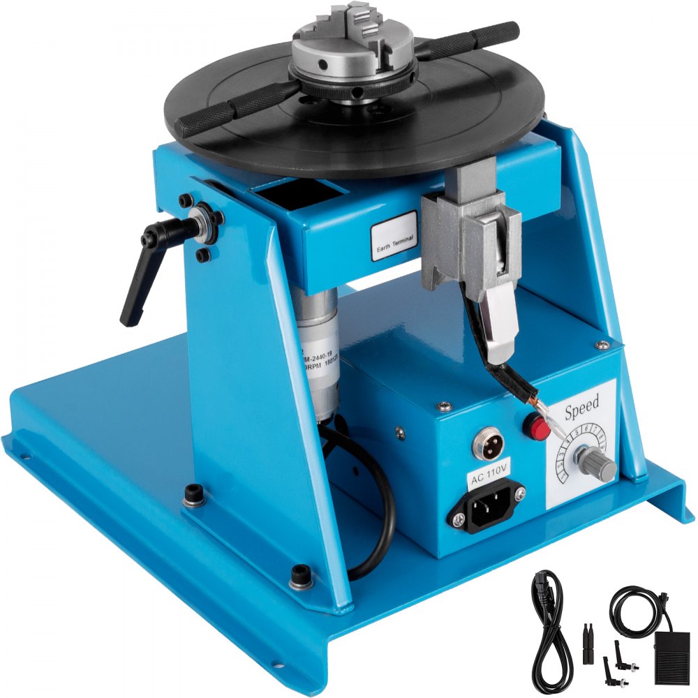 VEVOR 10KG Rotary Welding Positioner Turntable Table 110V Mini 0 to 90° Welding Positioner Positioning Turntable 2.5 Inch 3 Jaw Lathe Chuck 180mm Portable Welder Positioner Turntable Machine 