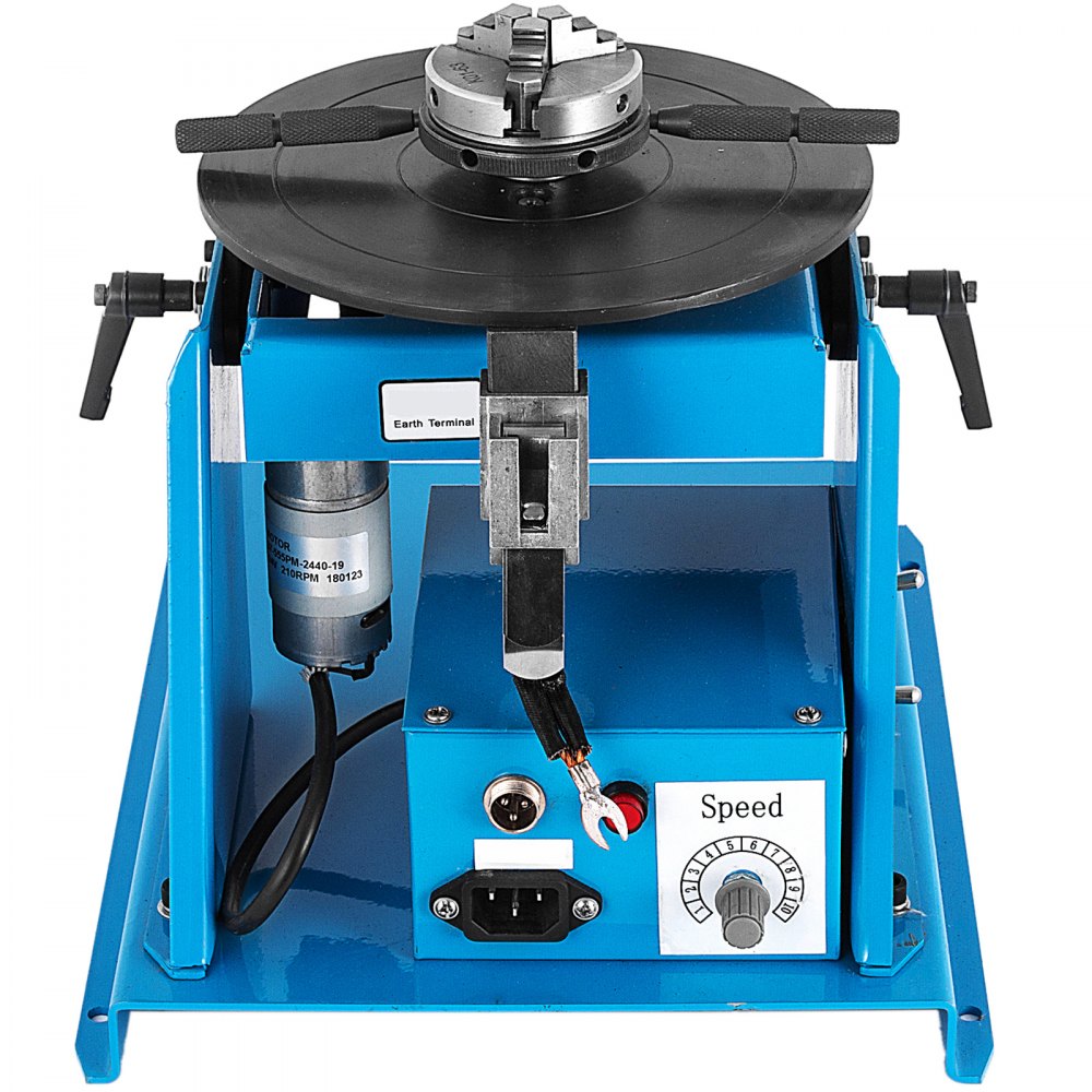 VEVOR 10KG Rotary Welding Positioner Turntable Table 110V Mini 0 to 90° Welding Positioner Positioning Turntable 2.5 Inch 3 Jaw Lathe Chuck 180mm Portable Welder Positioner Turntable Machine 
