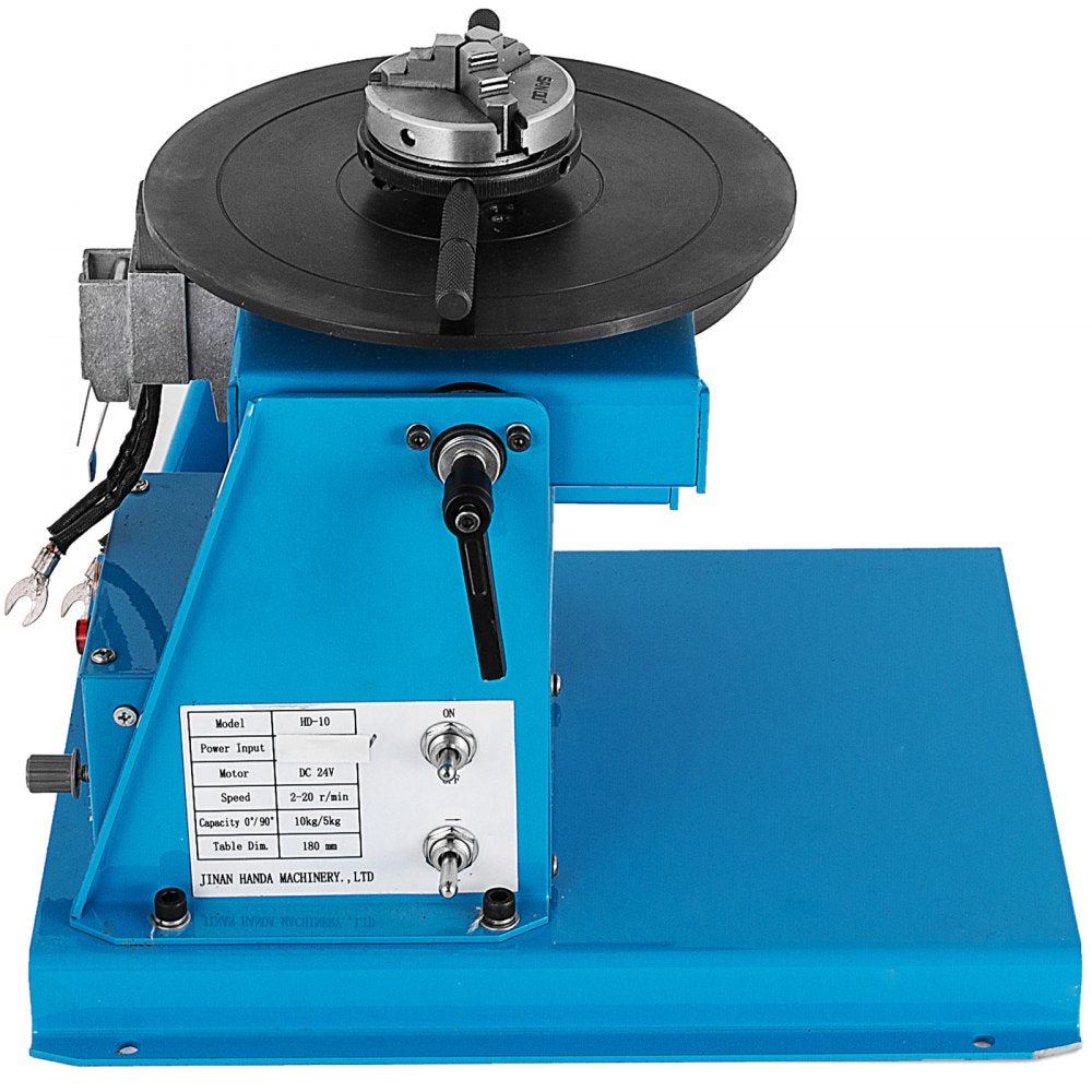 VEVOR 10KG Rotary Welding Positioner Turntable Table 110V Mini 0 to 90° Welding Positioner Positioning Turntable 2.5 Inch 3 Jaw Lathe Chuck 180mm Portable Welder Positioner Turntable Machine 