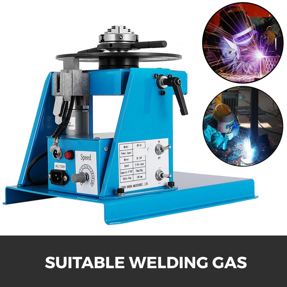 VEVOR 10KG Rotary Welding Positioner Turntable Table 110V Mini 0 to 90° Welding Positioner Positioning Turntable 2.5 Inch 3 Jaw Lathe Chuck 180mm Portable Welder Positioner Turntable Machine 