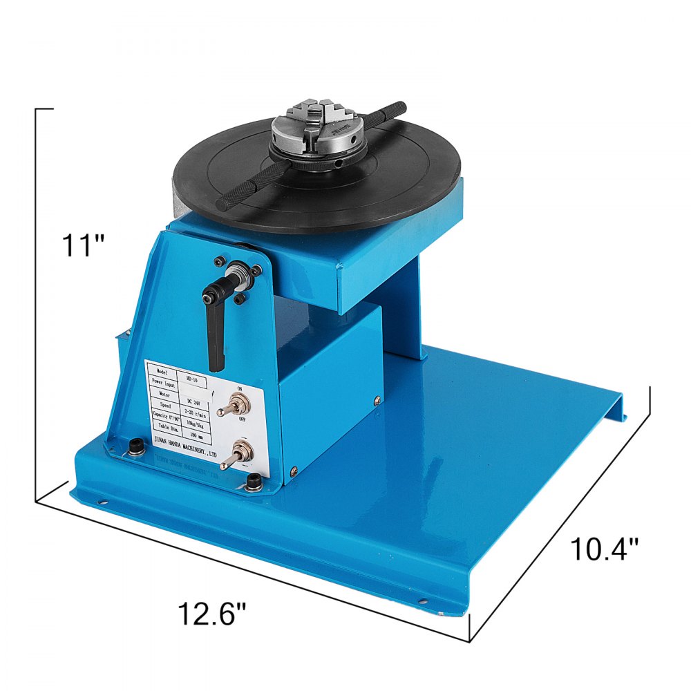 VEVOR 10KG Rotary Welding Positioner Turntable Table 110V Mini 0 to 90° Welding Positioner Positioning Turntable 2.5 Inch 3 Jaw Lathe Chuck 180mm Portable Welder Positioner Turntable Machine 