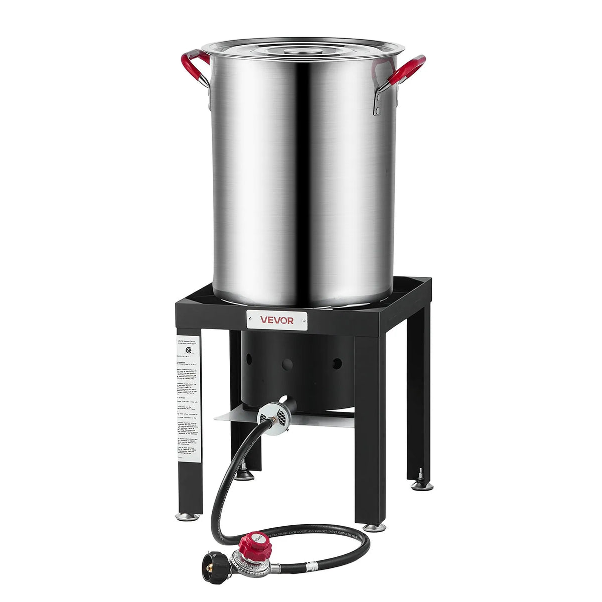 30 Qt Turkey Fryer & 10 Qt Seafood Boiler Set, Stainless Steel Pots with 54,000 BTU Propane Burner, Basket & Stand