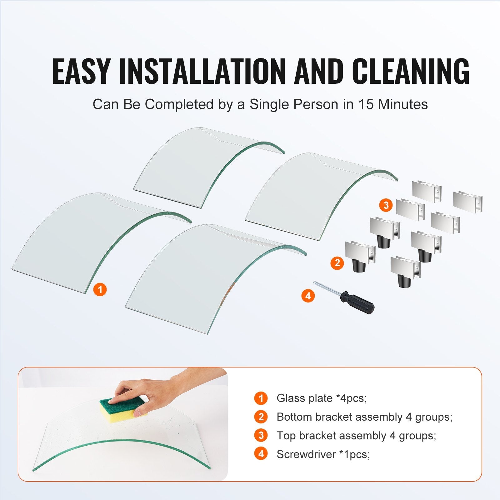 VEVOR Fire Pit Wind Guard, 29 x 8 inch Round Glass Flame Shield, 0.24-Inch Thick Fire Table Accessory, Clear Tempered Glass Flame Guard for Propane, Gas, Outdoor, Patio, Backyard 