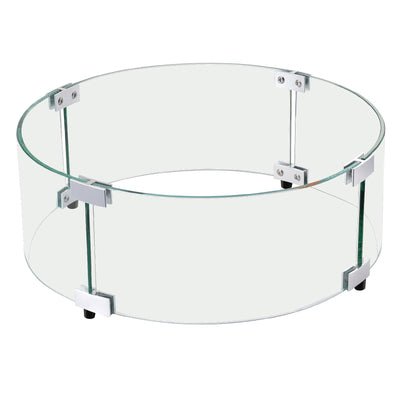 VEVOR Fire Pit Wind Guard, 29 x 8 inch Round Glass Flame Shield, 0.24-Inch Thick Fire Table Accessory, Clear Tempered Glass Flame Guard for Propane, Gas, Outdoor, Patio, Backyard 