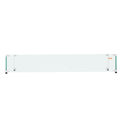 VEVOR Glass Wind Guard for Rectangular Fire Pit Table 30 x 14 x 7.5 Inch, 0.31 inch Thick and Sturdy Tempered Glass Panel with Hard Aluminum Corner Bracket & Rubber Feet, Easy to Assemble 
