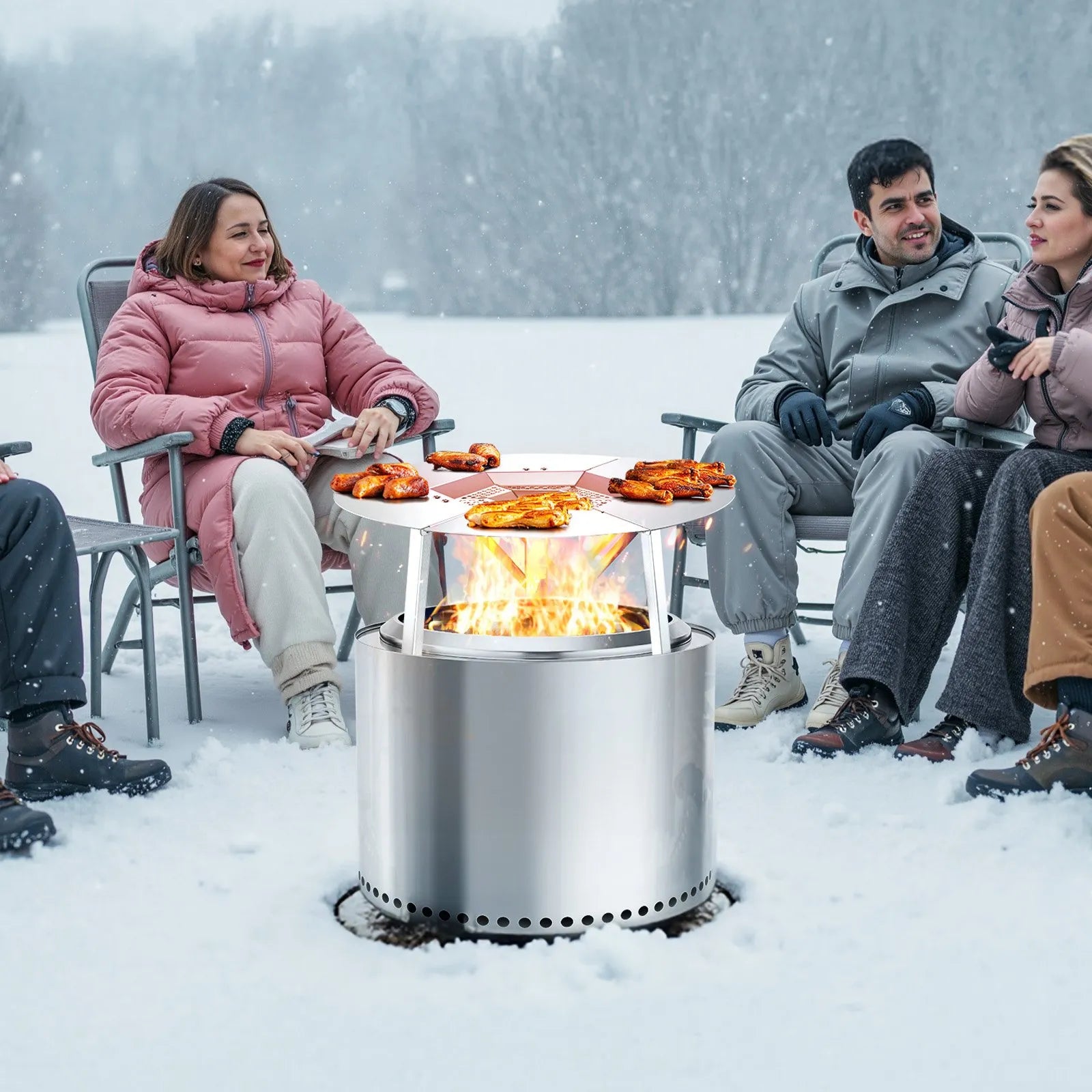 VEVOR Fire Pit Heat Deflector for Solo Stove Yukon 20 in Bonfire Stainless Steel