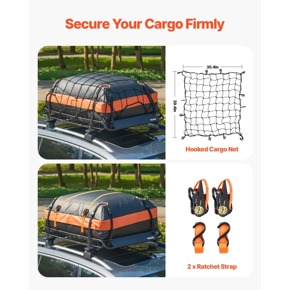 Universal Roof Rack Basket with Waterproof Cargo Bag – 51" x 36" Rooftop Cargo Carrier