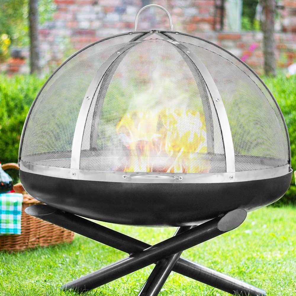 VEVOR Firepit Spark Screen Lid, 30" Diameter, Outdoor Firepit Ring Cover Round Accessories, Fire Pit Metal Cover, Easy-Opening Stainless Steel Fire Ring Covers for Outdoor Patio Fire Pits Backyard 