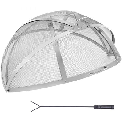 VEVOR Firepit Spark Screen Lid, 30" Diameter, Outdoor Firepit Ring Cover Round Accessories, Fire Pit Metal Cover, Easy-Opening Stainless Steel Fire Ring Covers for Outdoor Patio Fire Pits Backyard 