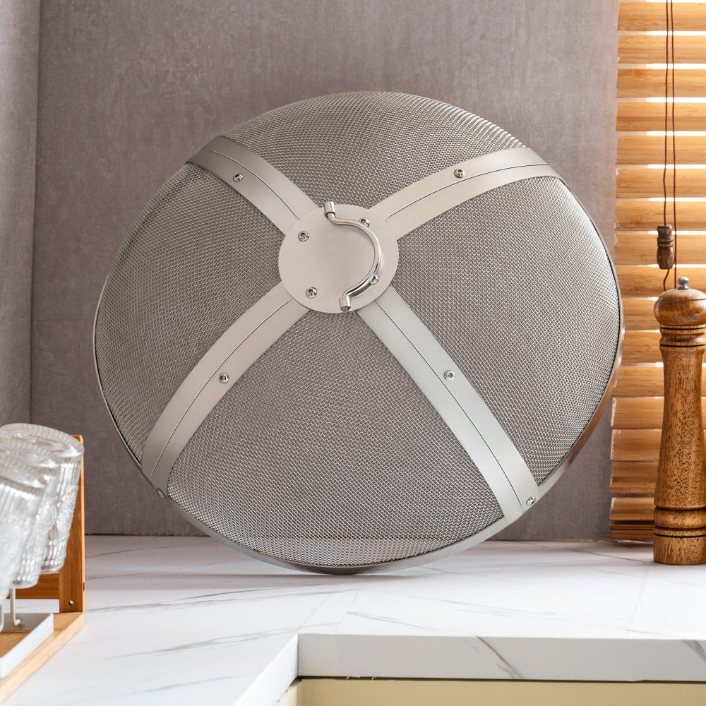 VEVOR Fire Pit Spark Screen Round 27", Reinforced Heavy Duty Steel Metal Cover, Outdoor Firepit Lid, Easy-Opening Top Screen Covers Round with Ring Handle for Outdoor Patio Fire Pits Backyard 