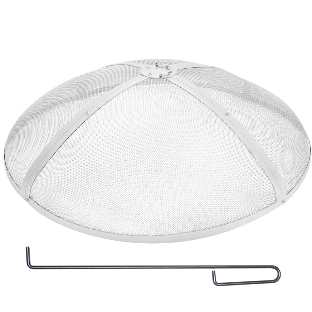 VEVOR Fire Pit Spark Screen Round 36", Reinforced Heavy Duty Steel Metal Cover, Outdoor Firepit Lid, Easy-Opening Top Screen Covers Round with Ring Handle for Outdoor Patio Fire Pits Backyard 
