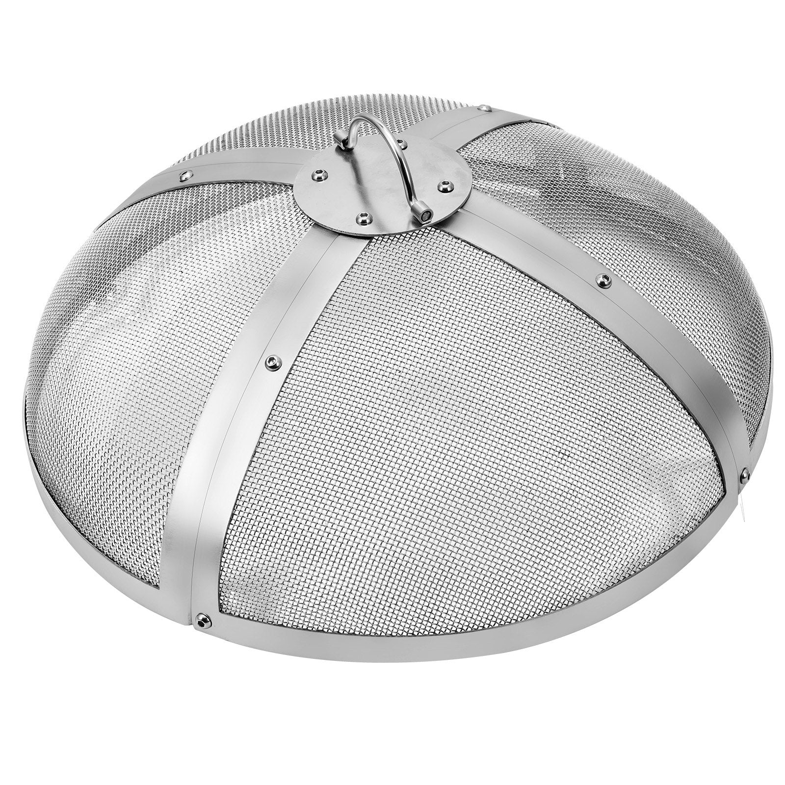 VEVOR Fire Pit Spark Screen Round 20", Reinforced Heavy Duty Steel Metal Cover, Outdoor Firepit Lid, Easy-Opening Top Screen Covers Round with Ring Handle for Outdoor Patio Fire Pits Backyard 