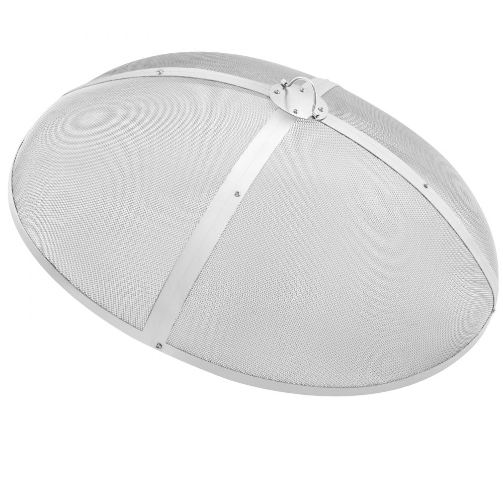 VEVOR Fire Pit Spark Screen Round 30", Reinforced Heavy Duty Steel Metal Cover, Outdoor Firepit Lid, Easy-Opening Top Screen Covers Round with Ring Handle for Outdoor Patio Fire Pits Backyard 