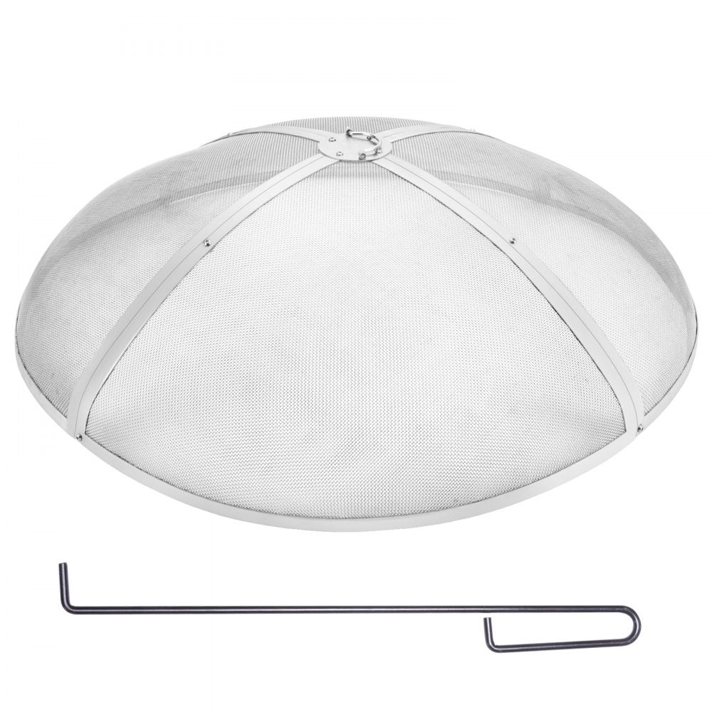 VEVOR Fire Pit Spark Screen Round 40", Reinforced Heavy Duty Steel Metal Cover, Outdoor Firepit Lid, Easy-Opening Top Screen Covers Round with Ring Handle for Outdoor Patio Fire Pits Backyard 